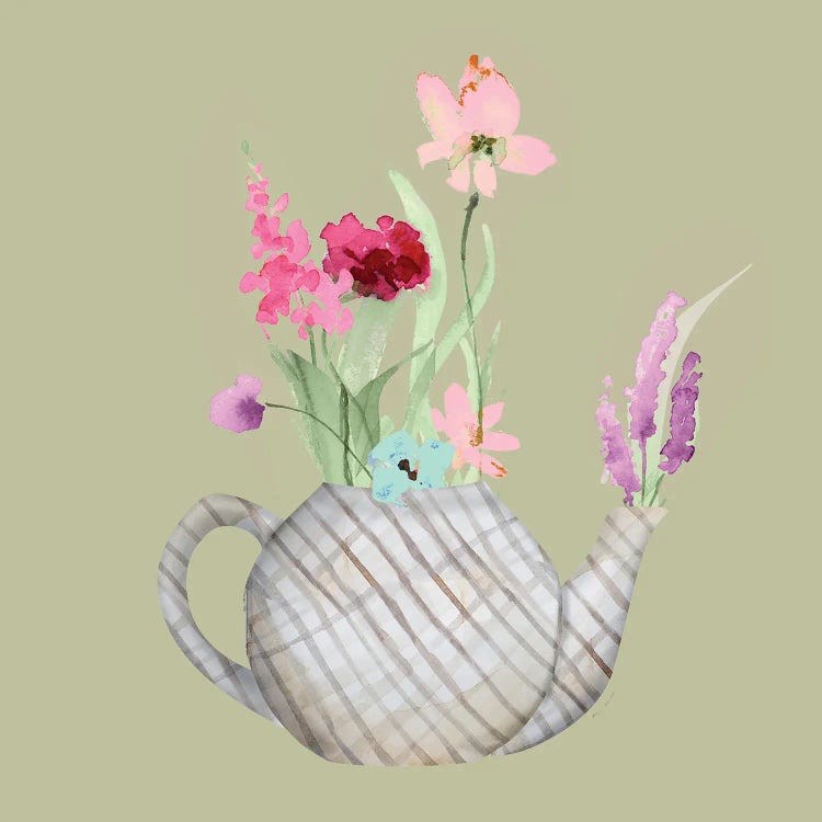 Floral In A Striped Vase I