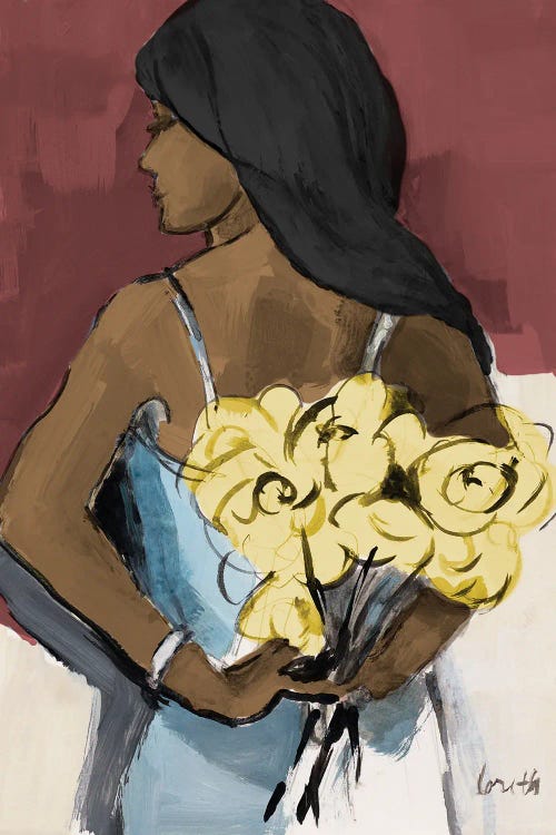 Girl With Yellow Roses