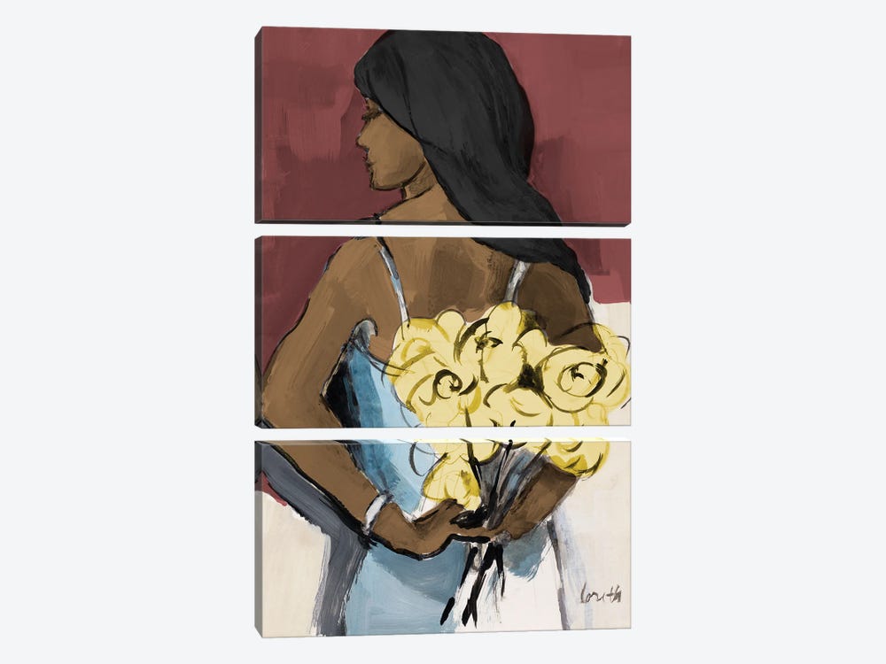 Girl With Yellow Roses by Lanie Loreth 3-piece Art Print