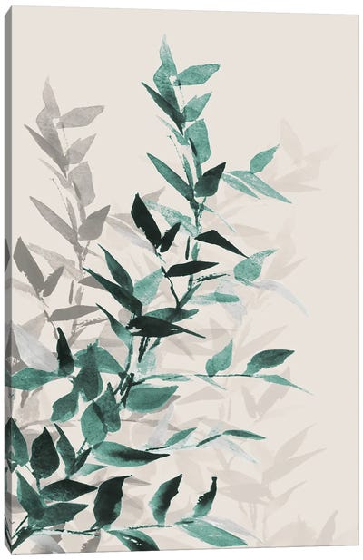 Green Tonal Leaves I Canvas Art Print - Zen Bedroom Art