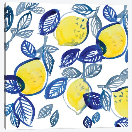 Mingling Lemons And Leaves Canvas Print #LNL786} by Lanie Loreth Canvas Art Print