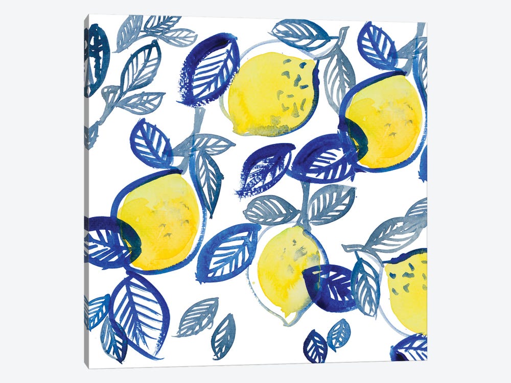 Mingling Lemons And Leaves by Lanie Loreth 1-piece Canvas Print