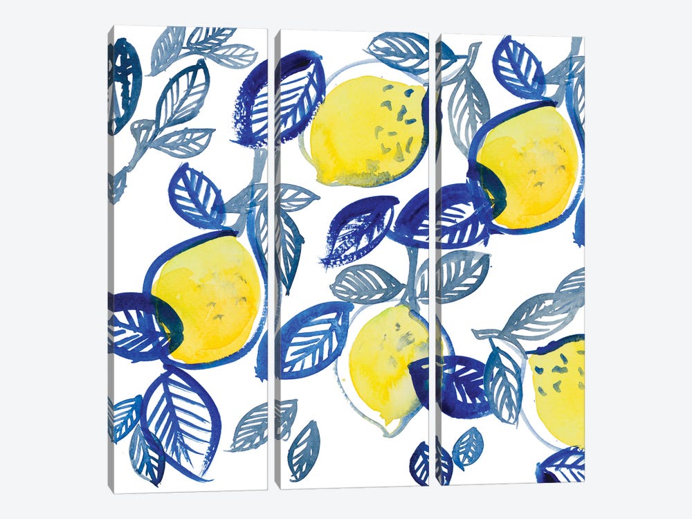 Mingling Lemons And Leaves by Lanie Loreth 3-piece Art Print