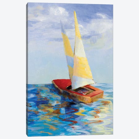 Red Sailboat Canvas Print #LNL803} by Lanie Loreth Canvas Art Print