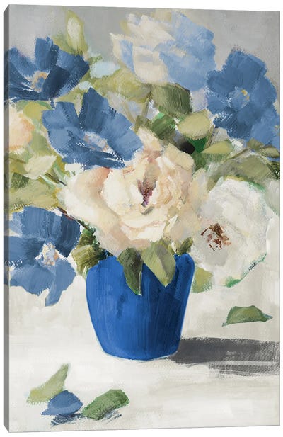 Shades Of Blue Floral Canvas Art Print - Lanie Loreth