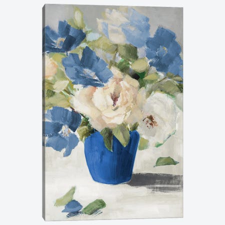Shades Of Blue Floral Canvas Print #LNL805} by Lanie Loreth Canvas Wall Art