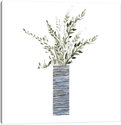 Tall Blue Textured Vase Canvas Art Print - Minimalist Kitchen Art