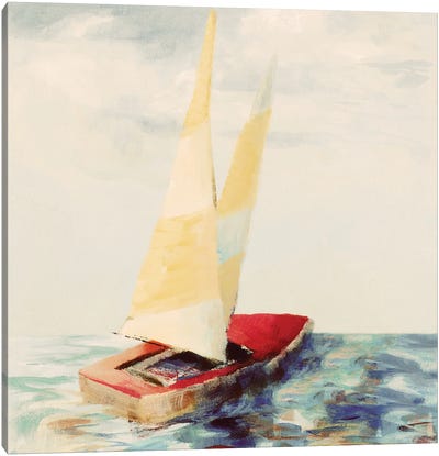 Vintage Red Sailboat Canvas Art Print - Lanie Loreth