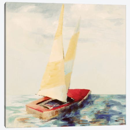 Vintage Red Sailboat Canvas Print #LNL822} by Lanie Loreth Canvas Art Print