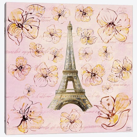 Golden Paris on Floral I Canvas Print #LNL84} by Lanie Loreth Canvas Art