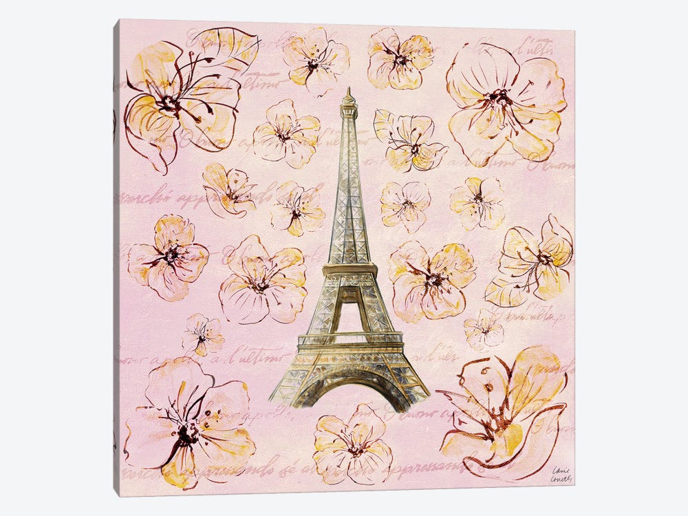 Golden Paris on Floral I by Lanie Loreth 1-piece Canvas Print