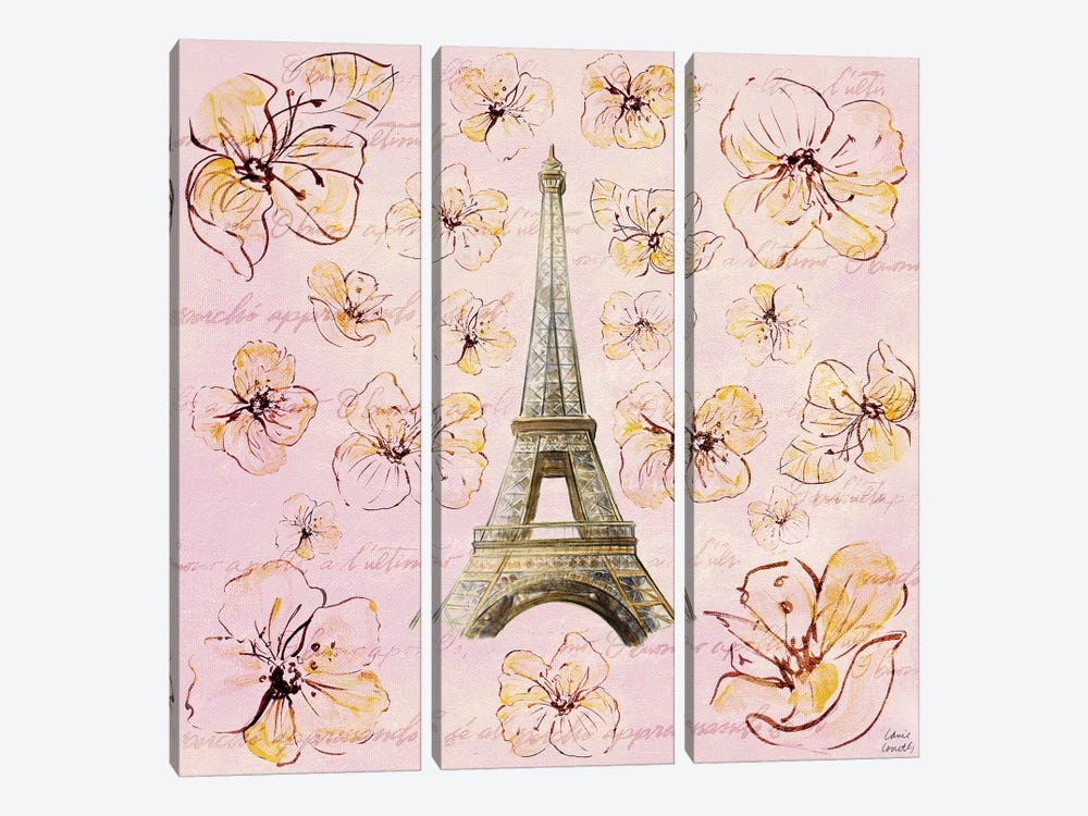 Golden Paris on Floral I by Lanie Loreth 3-piece Art Print