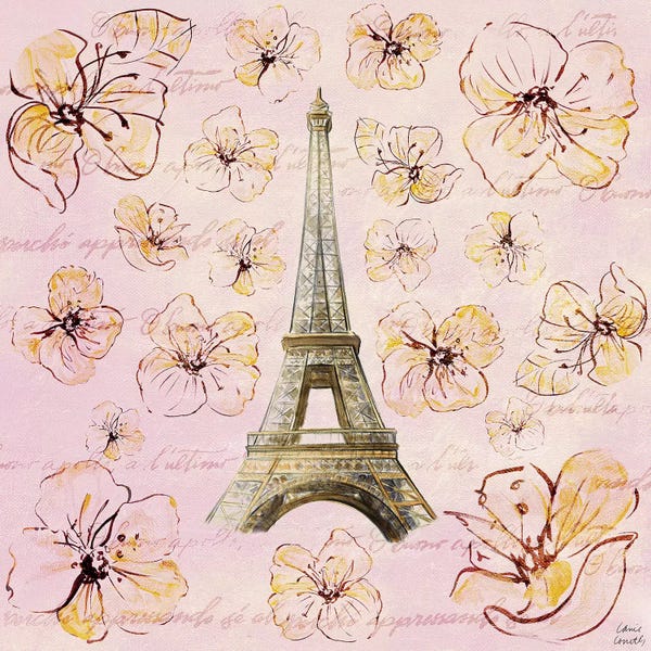 Lanie Loreth: Golden Paris on Floral I by Lanie Loreth