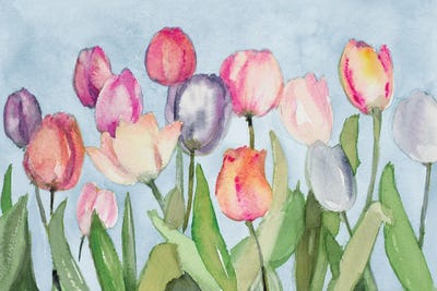 Lanie Loreth - Framed Fine Art Prints: Pastel Colored Tulips In Field by Lanie Loreth
