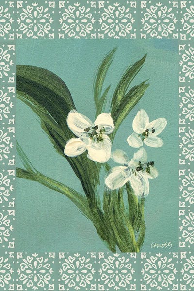 White Tropical Plants With Border I