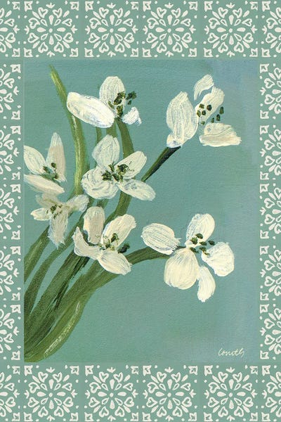 White Tropical Plants With Border II