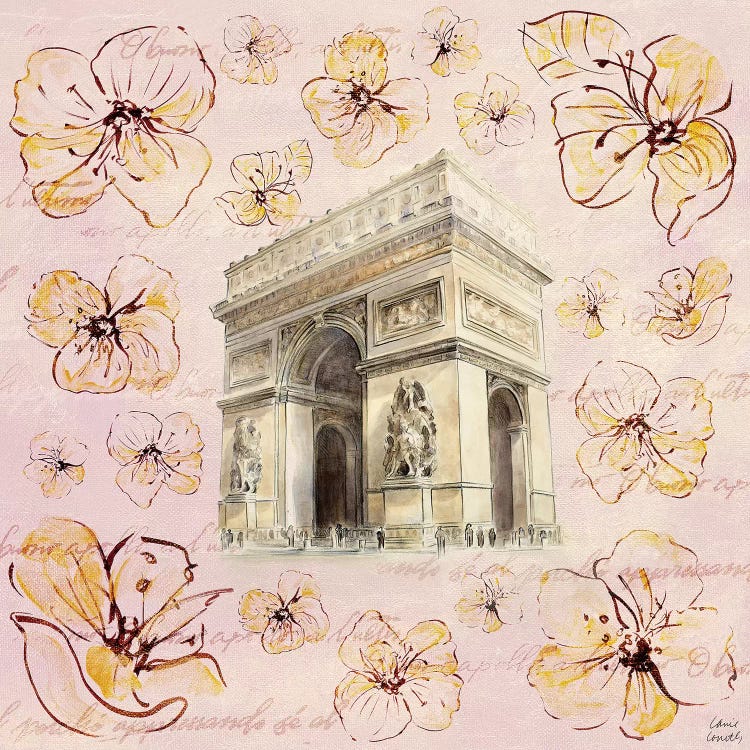 Golden Paris On Floral II by Lanie Loreth wall art