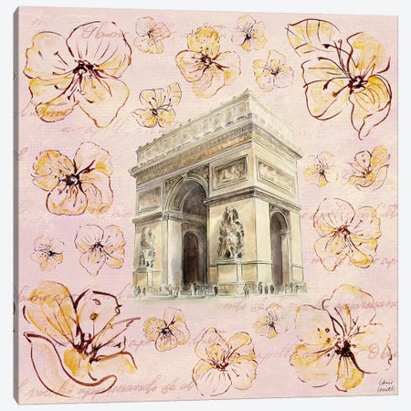 Golden Paris On Floral II Canvas Print #LNL85} by Lanie Loreth Canvas Art