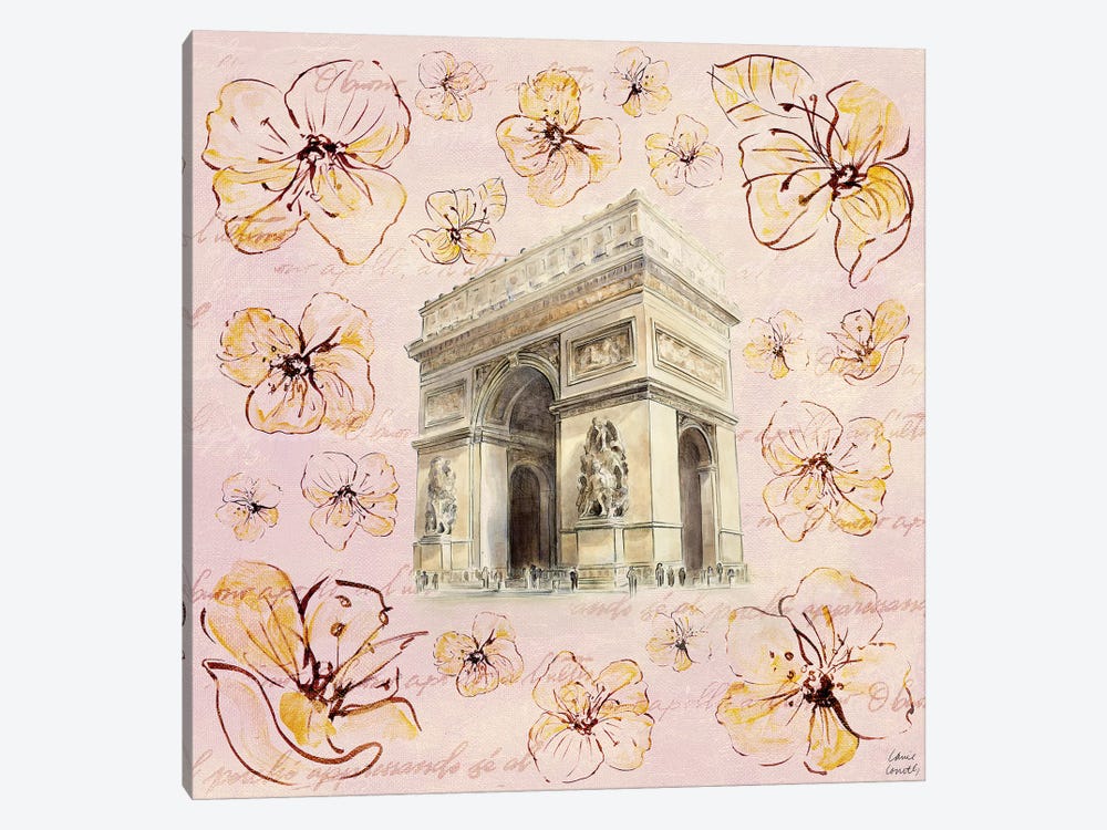 Golden Paris On Floral II by Lanie Loreth 1-piece Canvas Art