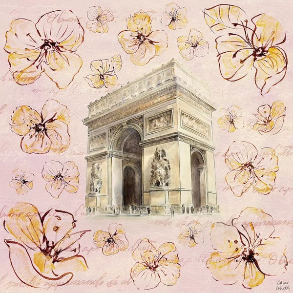 Arc de Triomphe: Golden Paris On Floral II by Lanie Loreth