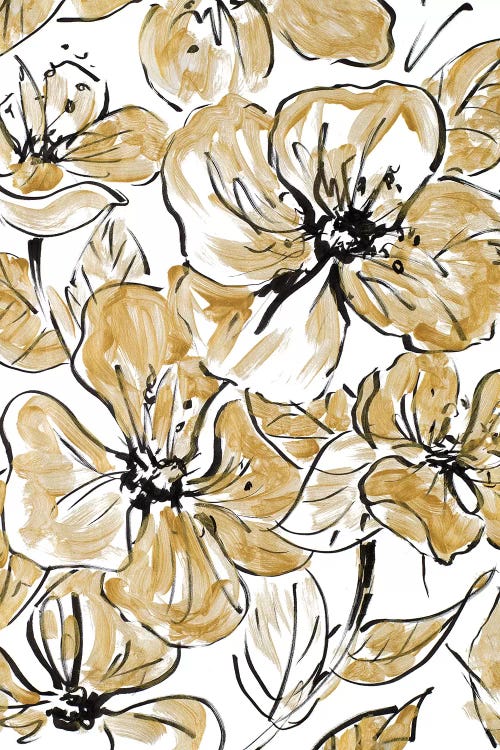 Golden Sketch Floral I