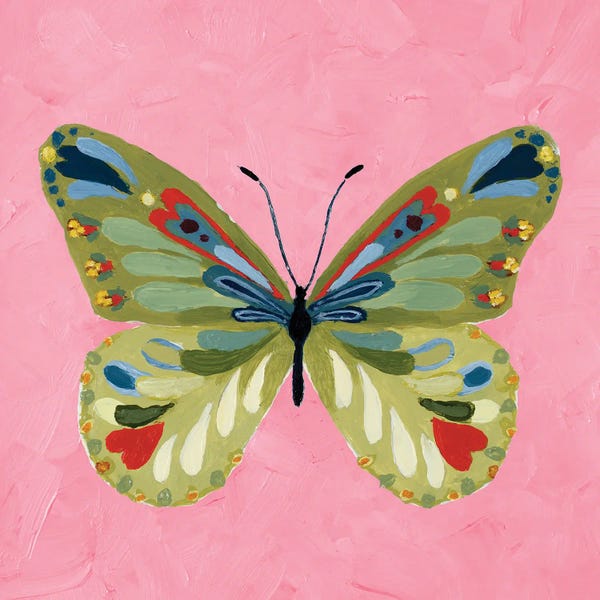 Lanie Loreth: Butterfly on Pink by Lanie Loreth