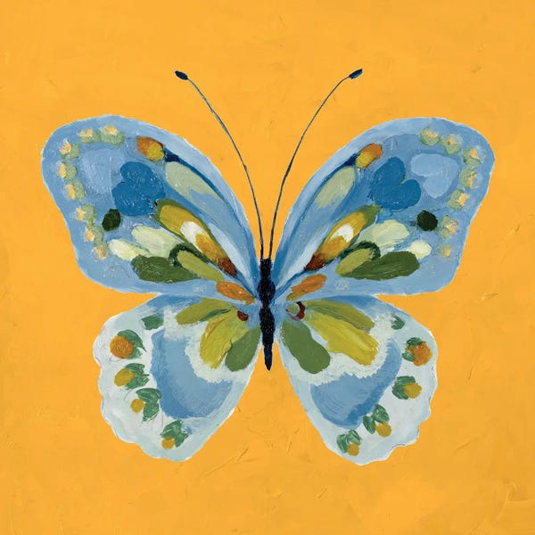 Lanie Loreth: Butterfly on Yellow by Lanie Loreth