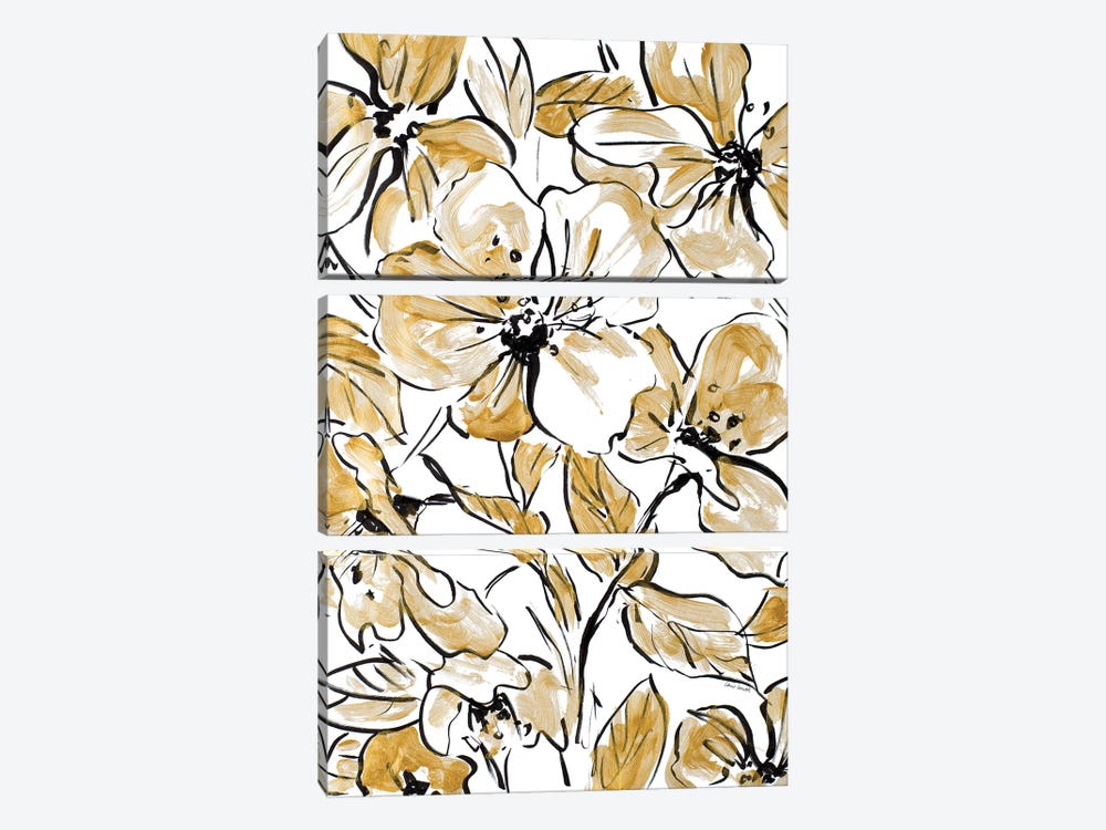 Golden Sketch Floral II by Lanie Loreth 3-piece Canvas Wall Art