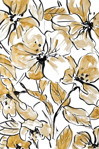 Lanie Loreth: Golden Sketch Floral II by Lanie Loreth