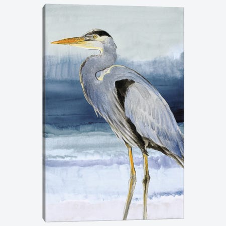 Heron on Blue I Canvas Print #LNL92} by Lanie Loreth Canvas Artwork