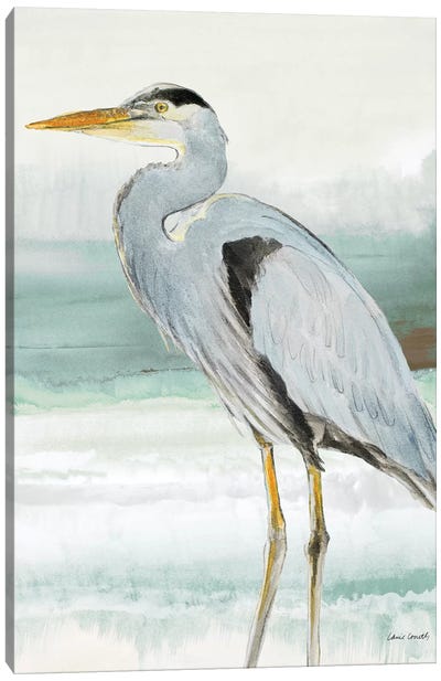 Heron on Seaglass  I Canvas Art Print - Great Blue Heron Art