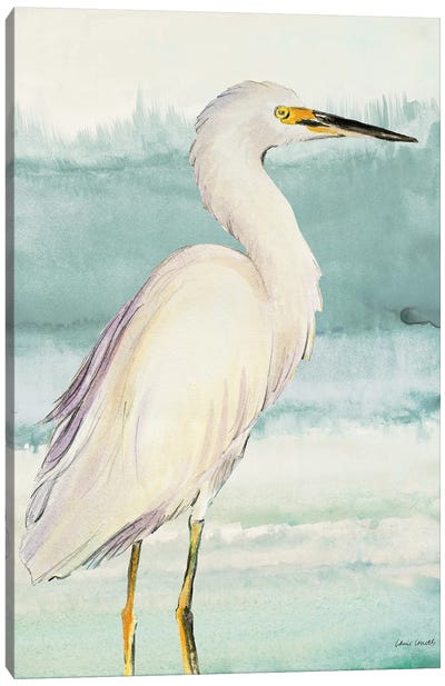 Heron on Seaglass II Canvas Art Print - Beach Décor