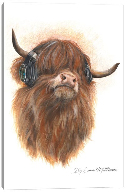 Highland Beats Canvas Art Print - Highland Cow Art