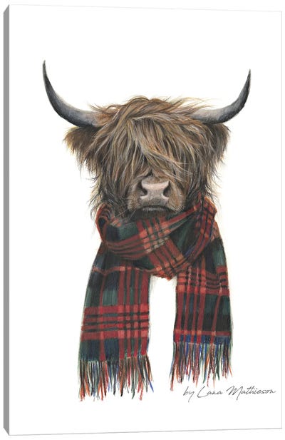 Highland Hipster Canvas Art Print - Highland Cow Art