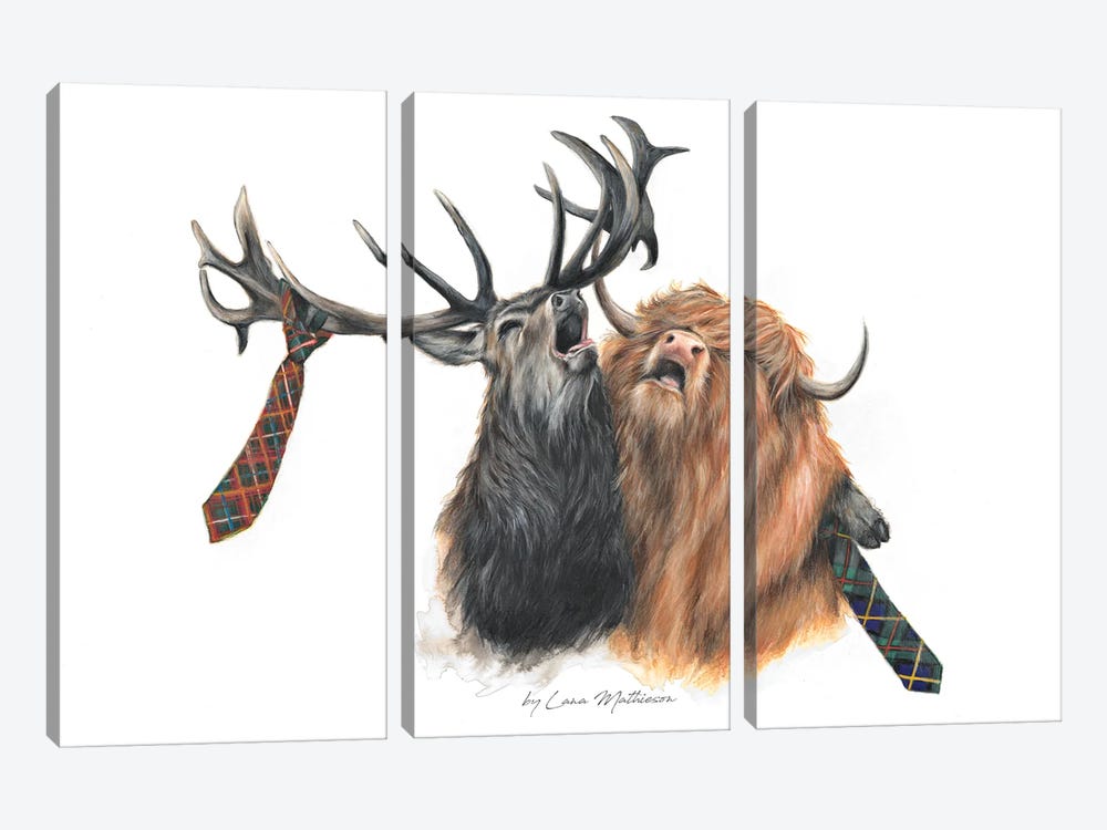Stag Night by Lana Mathieson 3-piece Canvas Artwork