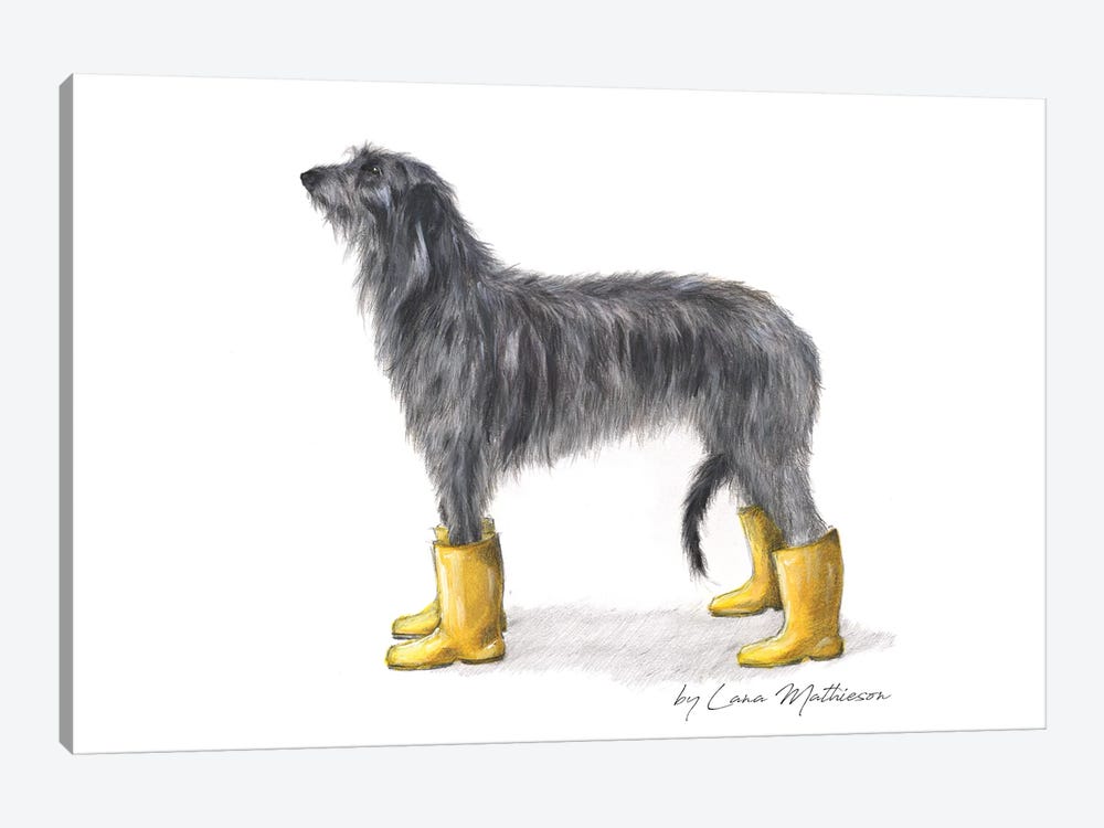 Yellow Welly Deerhound by Lana Mathieson 1-piece Canvas Art