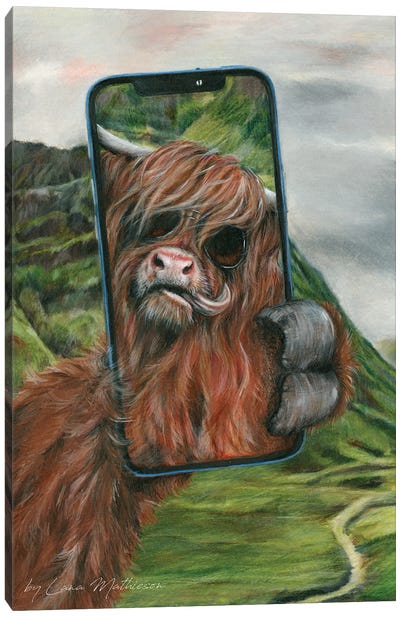 Highland Selfie Canvas Art Print - Highland Cow Art