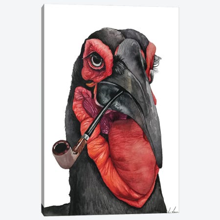 Ground Hornbill With A Pipe Canvas Print #LNN10} by Lisa Lennon Canvas Artwork