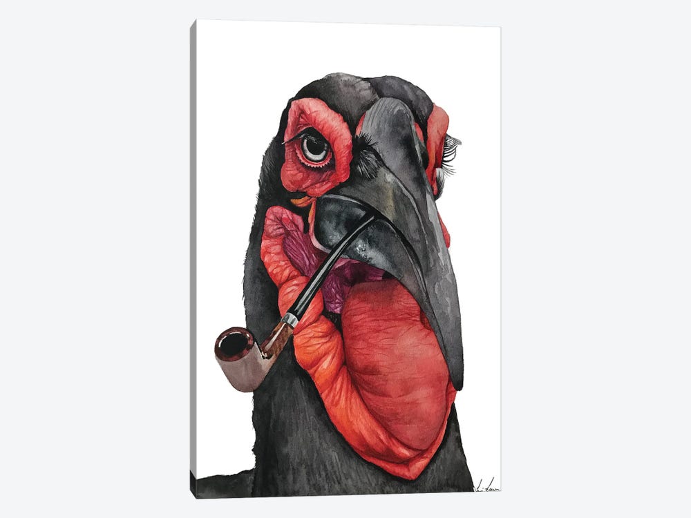 Ground Hornbill With A Pipe by Lisa Lennon 1-piece Canvas Print
