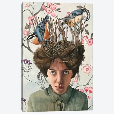 Birds Nest Canvas Print #LNN1} by Lisa Lennon Art Print