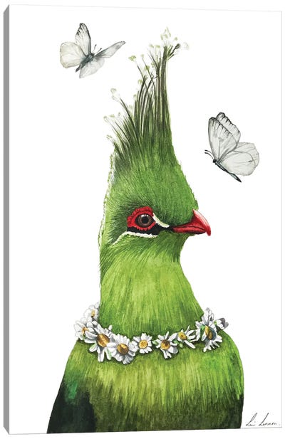 The Green Bird Canvas Art Print - Daisy Art
