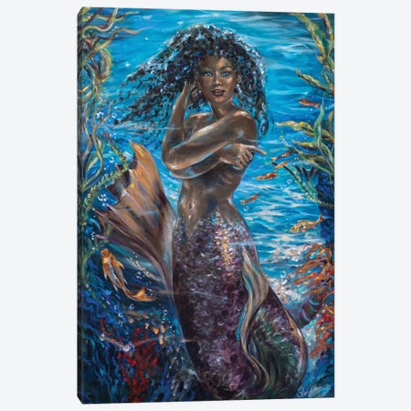 Kya Mermaid Canvas Print #LNO107} by Linda Olsen Art Print