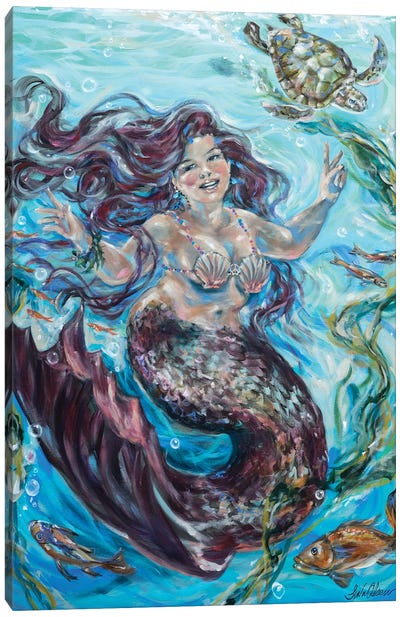 Hippie Mermaid Canvas Art Print - Mermaid Art