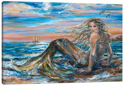 Full Moon Siren Canvas Art Print - Mermaid Art