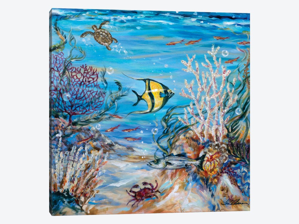 Baby T0urtle In Reef by Linda Olsen 1-piece Canvas Wall Art