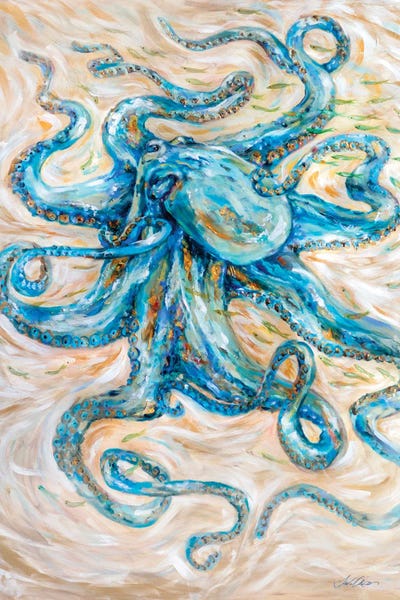 Linda Olsen: Teal Octopus by Linda Olsen
