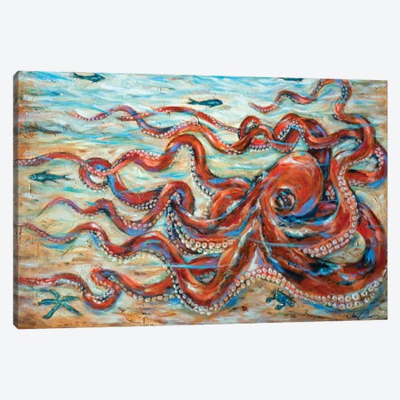 Octopus Crawl Canvas Print #LNO124} by Linda Olsen Canvas Art Print