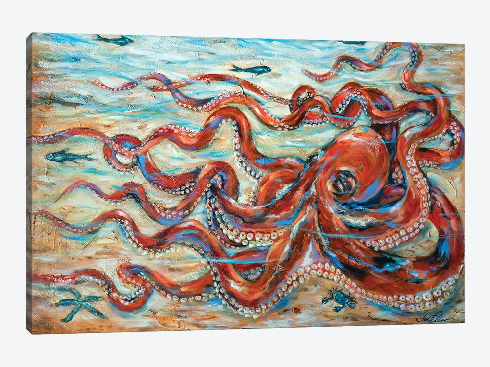 Octopus Crawl by Linda Olsen 1-piece Canvas Art Print