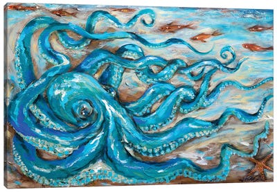 Slithering Canvas Art Print - Octopus Art