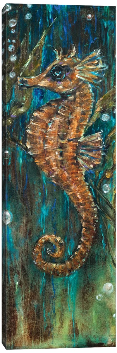 Seahorse And Kelp Canvas Art Print - Seahorse Art